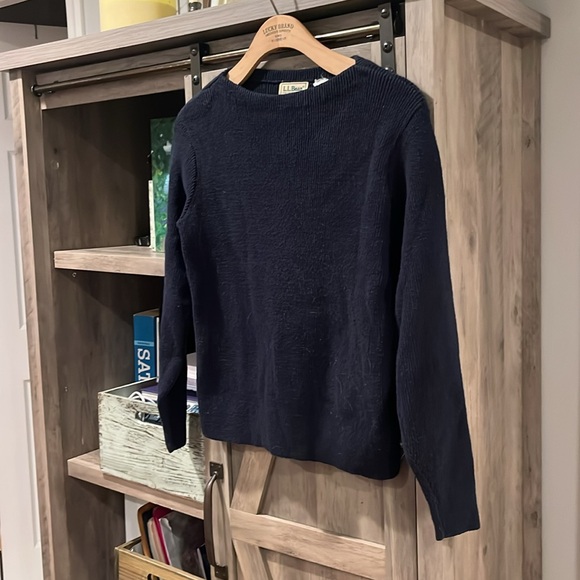 L.L. Bean Navy Soft Spun Cotton Classic Ribbed Sweater,M - Picture 3 of 7